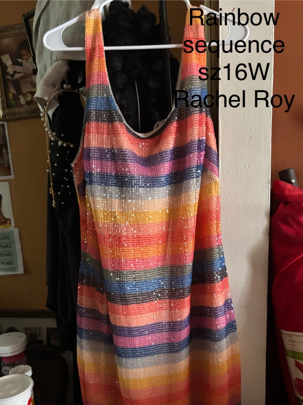 Rainbow Sequins Tank Dress